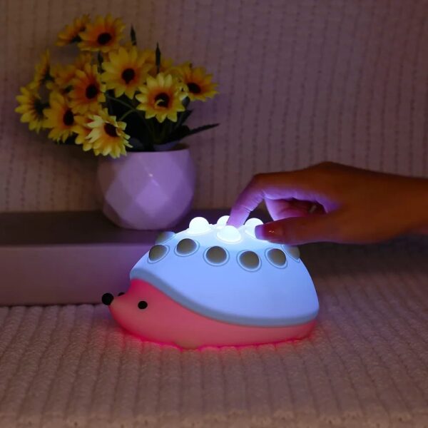 Night Light for Kids Room, Pop It Ball Fidget Toys Cute Hedgehog Animal Night Lamp, Silicone Rechargeable Colors Change Night Light, Birthday Gifts for Children Teens Boys Girls