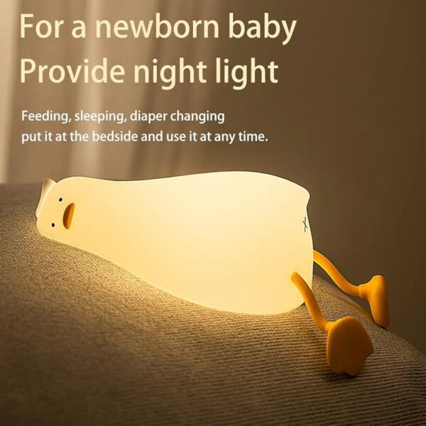 LED Cute Duck, USB Rechargeable Night Lamp Touch Sensor, Silicone Dimmable Mood Light for Bedroom Decor Birthday Gift