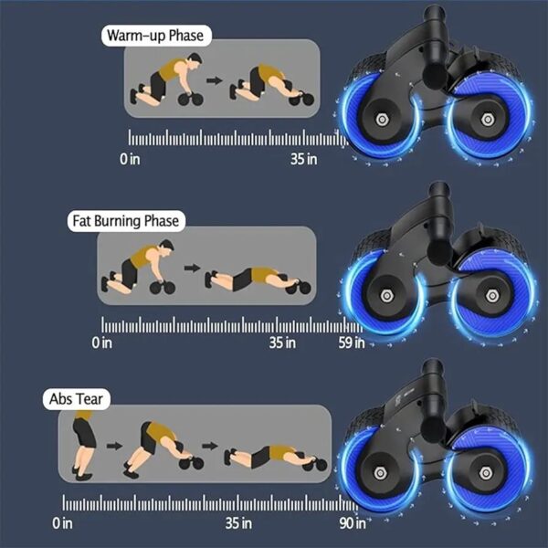 2in1 Push-up Flat Support Automatic Rebound Abdominal Wheel Abs Workout Bodybuilding Rebounder Muscle Trainer Fitness Equipment