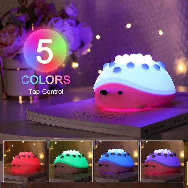 Night Light for Kids Room, Pop It Ball Fidget Toys Cute Hedgehog Animal Night Lamp, Silicone Rechargeable Colors Change Night Light, Birthday Gifts for Children Teens Boys Girls