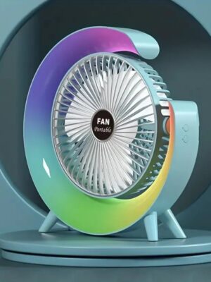 Multifunctional Colorful desktop small fan, portable floor mounted fan with 5 Color light