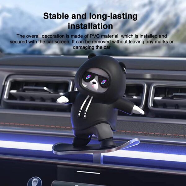 Car Dashboard Shaking Bear Ornament-- Cute Cartoon Bear On Skateboard