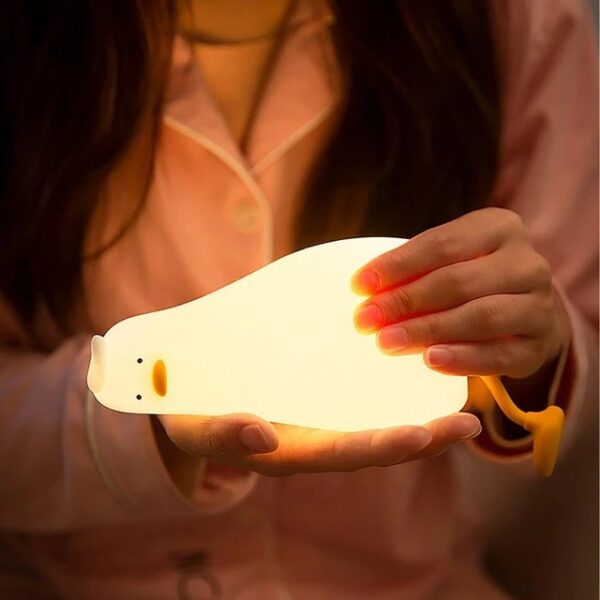 LED Cute Duck, USB Rechargeable Night Lamp Touch Sensor, Silicone Dimmable Mood Light for Bedroom Decor Birthday Gift