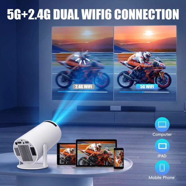 4K Mini Projector 5000 Lumen LED 1080P WiFi Bluetooth with Android 11 Ultra HD Portable Home Theater