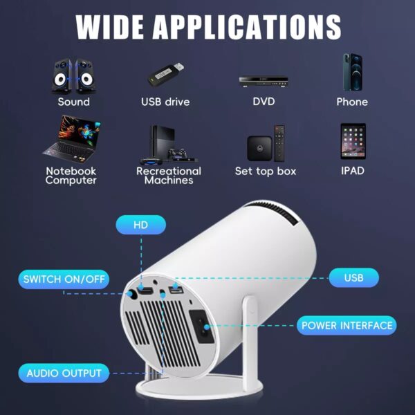 4K Mini Projector 5000 Lumen LED 1080P WiFi Bluetooth with Android 11 Ultra HD Portable Home Theater