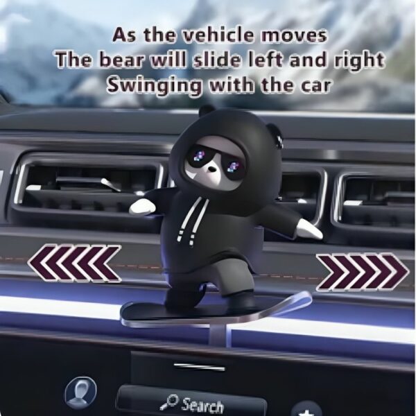 Car Dashboard Shaking Bear Ornament-- Cute Cartoon Bear On Skateboard