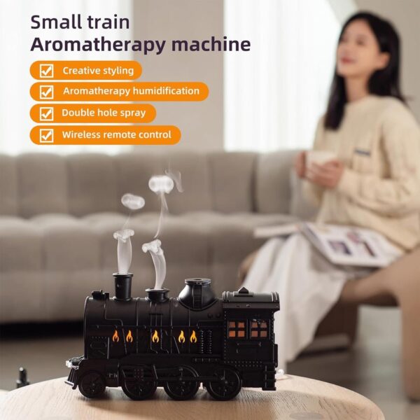 300ml Train Essential Oil Diffuser – Ultrasonic Cool Mist Aromatherapy Diffuser for Large Rooms with Auto Shut-Off and 2 Light Modes – Perfect for Home, Office, or as a Unique Gift