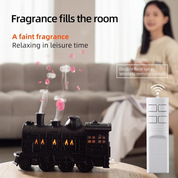 300ml Train Essential Oil Diffuser – Ultrasonic Cool Mist Aromatherapy Diffuser for Large Rooms with Auto Shut-Off and 2 Light Modes – Perfect for Home, Office, or as a Unique Gift