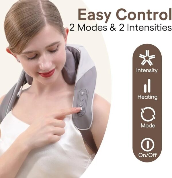 Neck Massager with Heat Intelligent Wireless Portable Neck Shoulder Massager, 2 Modes 2 Levels Deep Tissue Massager for Back Legs Muscles Pain Relief
