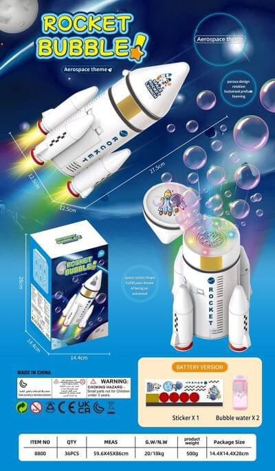Kids Bubble Maker Toys - Space Rocket Bubble Maker | Bubbles with Lights Fun Summer Indoor Outdoor Party Toys Gift for Kids