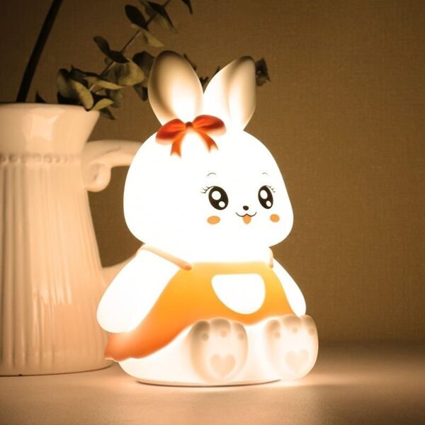 Cute Bunny Night Light for Kids Room, Color Changing Tap Control 7 Colours USB Rechargeable Silicone LED Night Light for Baby Girls Boys Gift