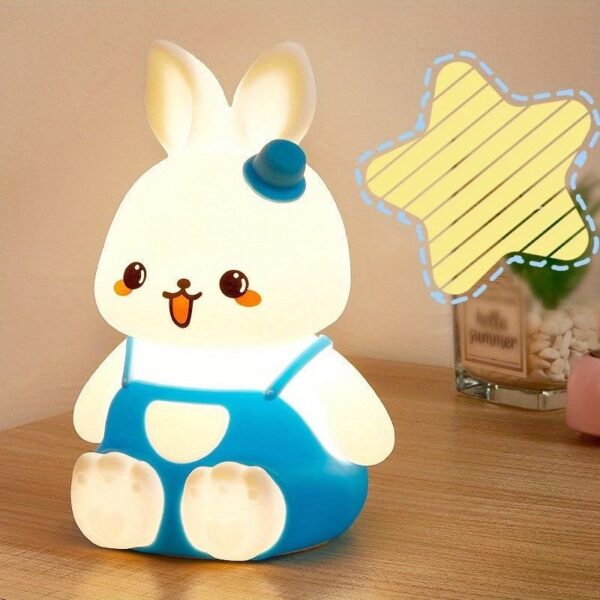 Cute Bunny Night Light for Kids Room, Color Changing Tap Control 7 Colours USB Rechargeable Silicone LED Night Light for Baby Girls Boys Gift