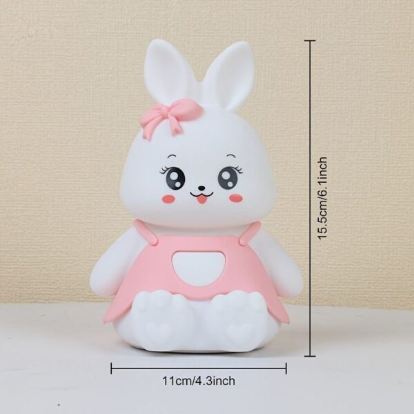 Cute Bunny Night Light for Kids Room, Color Changing Tap Control 7 Colours USB Rechargeable Silicone LED Night Light for Baby Girls Boys Gift