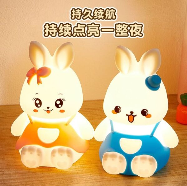 Cute Bunny Night Light for Kids Room, Color Changing Tap Control 7 Colours USB Rechargeable Silicone LED Night Light for Baby Girls Boys Gift