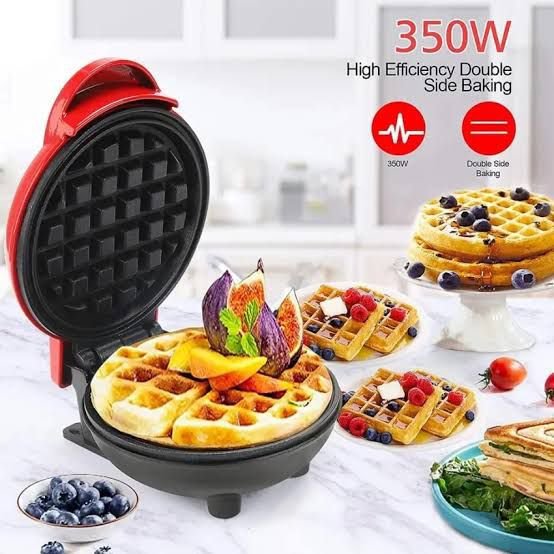 Mini Waffle Maker 4 Inch- 350 Watts: Stainless Steel Non-Stick Electric Iron Machine for Individual Belgian Waffles, Pan Cakes