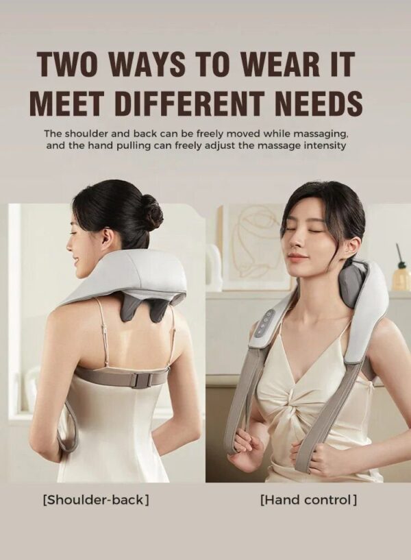 Neck Massager with Heat Intelligent Wireless Portable Neck Shoulder Massager, 2 Modes 2 Levels Deep Tissue Massager for Back Legs Muscles Pain Relief
