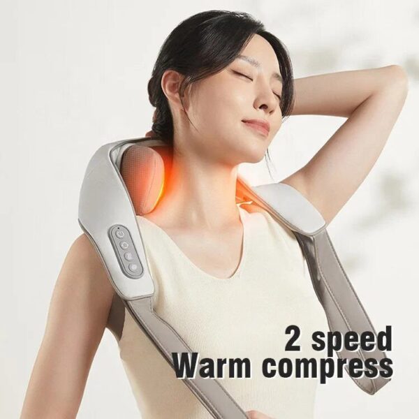 Neck Massager with Heat Intelligent Wireless Portable Neck Shoulder Massager, 2 Modes 2 Levels Deep Tissue Massager for Back Legs Muscles Pain Relief