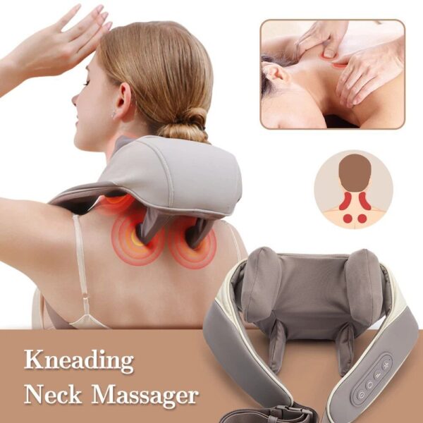 Neck Massager with Heat Intelligent Wireless Portable Neck Shoulder Massager, 2 Modes 2 Levels Deep Tissue Massager for Back Legs Muscles Pain Relief