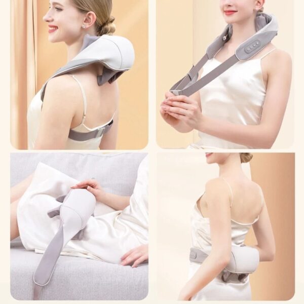 Neck Massager with Heat Intelligent Wireless Portable Neck Shoulder Massager, 2 Modes 2 Levels Deep Tissue Massager for Back Legs Muscles Pain Relief