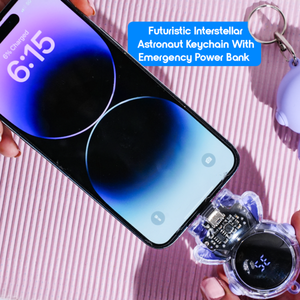 1500mAh Mini Astronaut Keychain Power Bank Digital Display Spaceman Emergency Ultralight Waterproof for Camping Travel