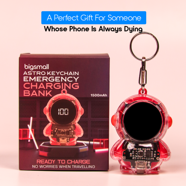 1500mAh Mini Astronaut Keychain Power Bank Digital Display Spaceman Emergency Ultralight Waterproof for Camping Travel