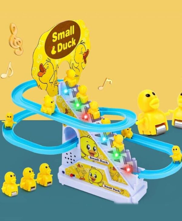 Musical Duck Track Slide and Climb Stairs Toys with 3 Duck - Multicolor