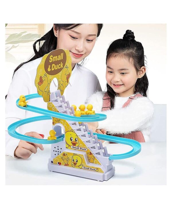 Musical Duck Track Slide and Climb Stairs Toys with 3 Duck - Multicolor