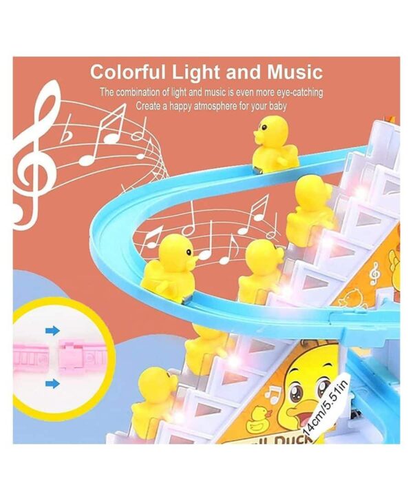 Musical Duck Track Slide and Climb Stairs Toys with 3 Duck - Multicolor
