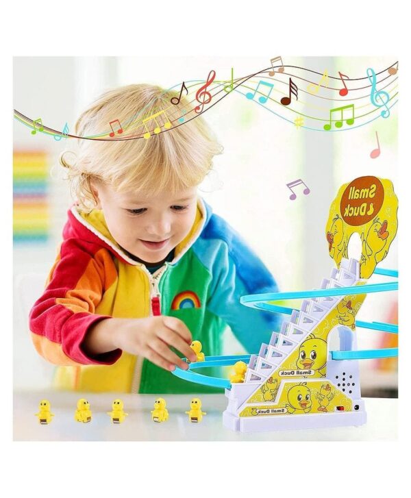 Musical Duck Track Slide and Climb Stairs Toys with 3 Duck - Multicolor