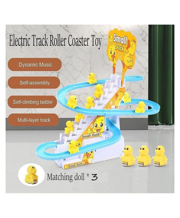 Musical Duck Track Slide and Climb Stairs Toys with 3 Duck - Multicolor