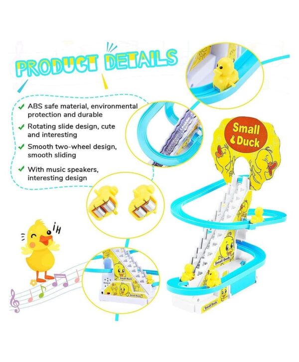 Musical Duck Track Slide and Climb Stairs Toys with 3 Duck - Multicolor