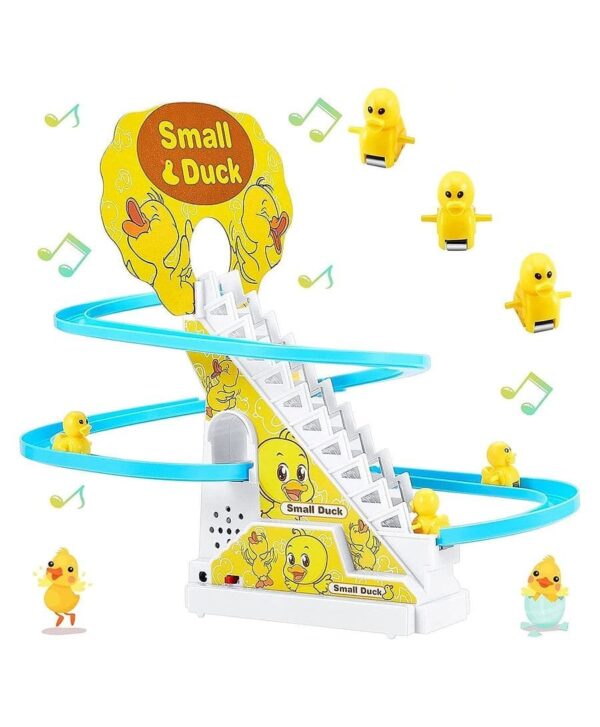 Musical Duck Track Slide and Climb Stairs Toys with 3 Duck - Multicolor